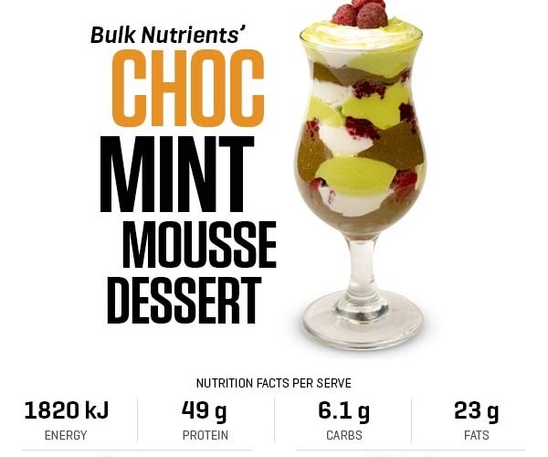 Choc Mint Mousse Dessert recipe from Bulk Nutrients