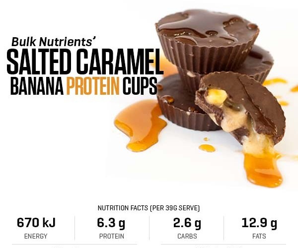 Salted Caramel Banana Protein Cups recipe from Bulk Nutrients