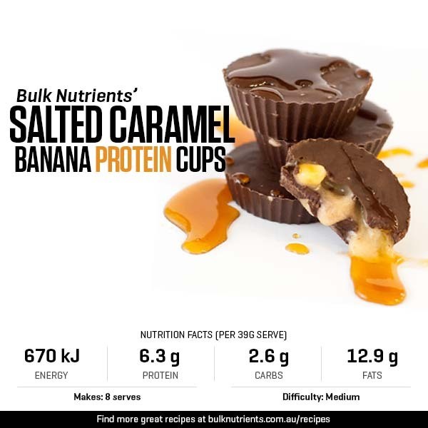 Salted Caramel Banana Protein Cups recipe from Bulk Nutrients