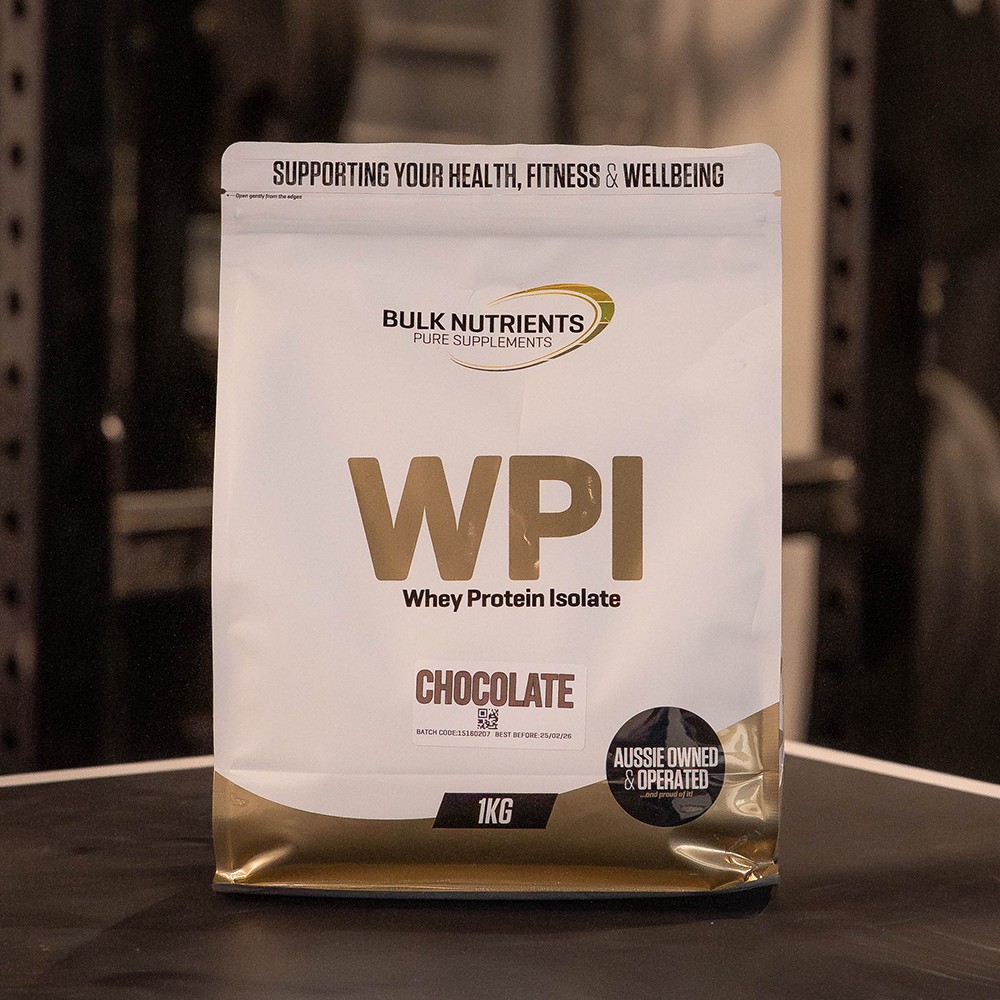 Bulk Nutrients' Whey Protein Isolate WPI is ultra high in protein and is sourced from grass fed cows. Chocolate Flavour.