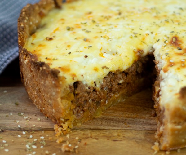 High Protein Low Carb Cheesy Keto Meat Pie recipe from Bulk Nutrients