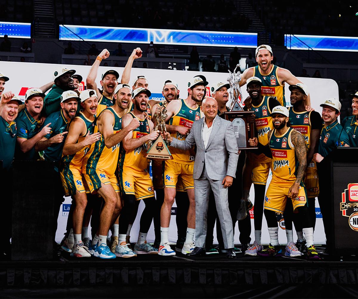 Tasmania JackJumpers winning the Championship in 2024