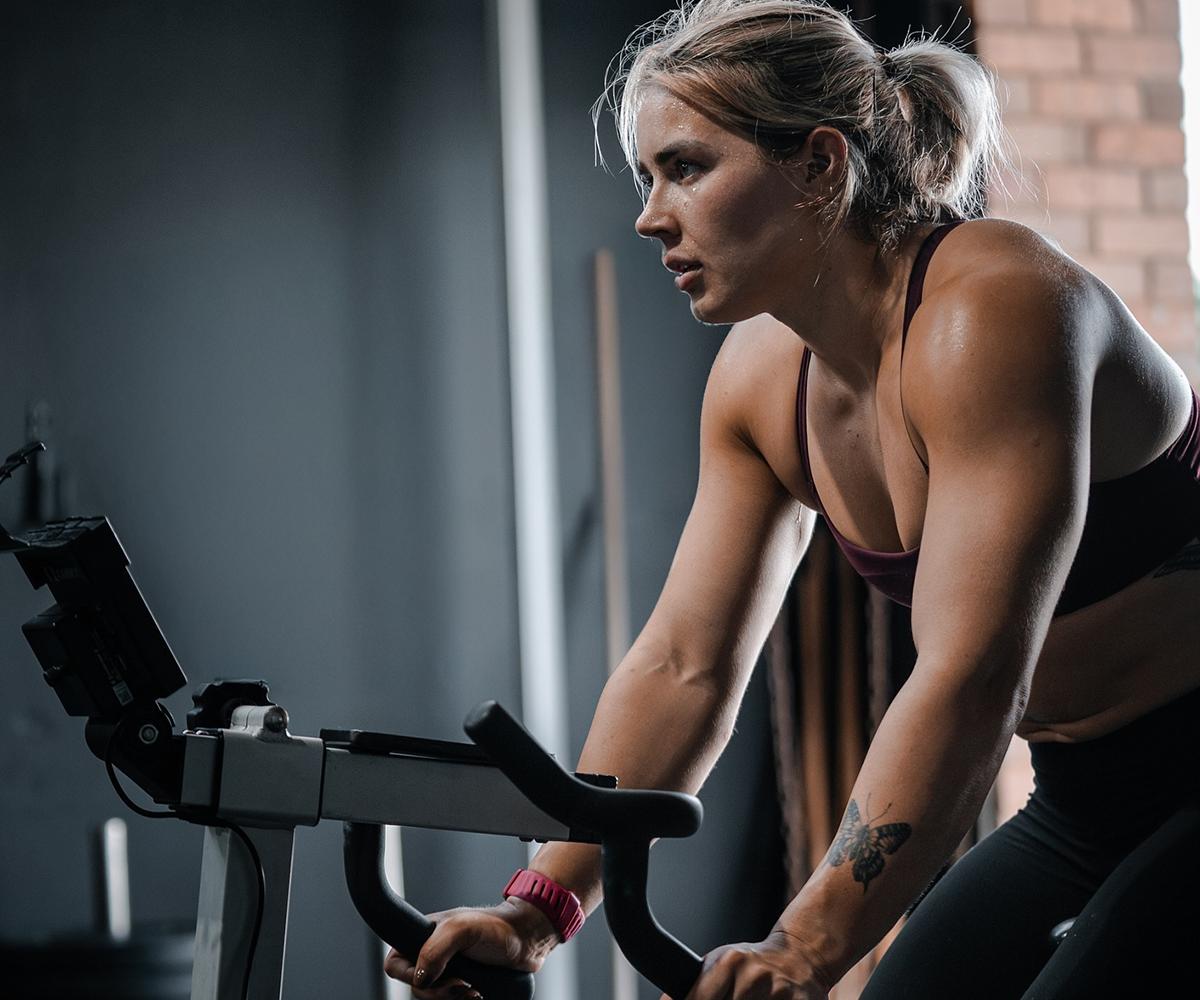 BN Ambassador Gracie Walton on a indoor bike.