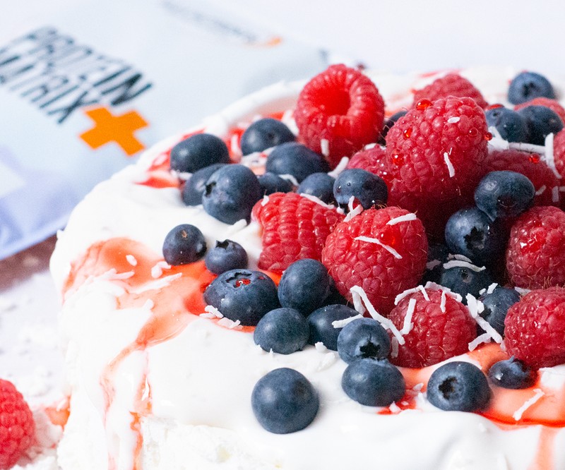 High protein 12 Days of Christmas Mixed Berry Pavlova recipe from Bulk Nutrients