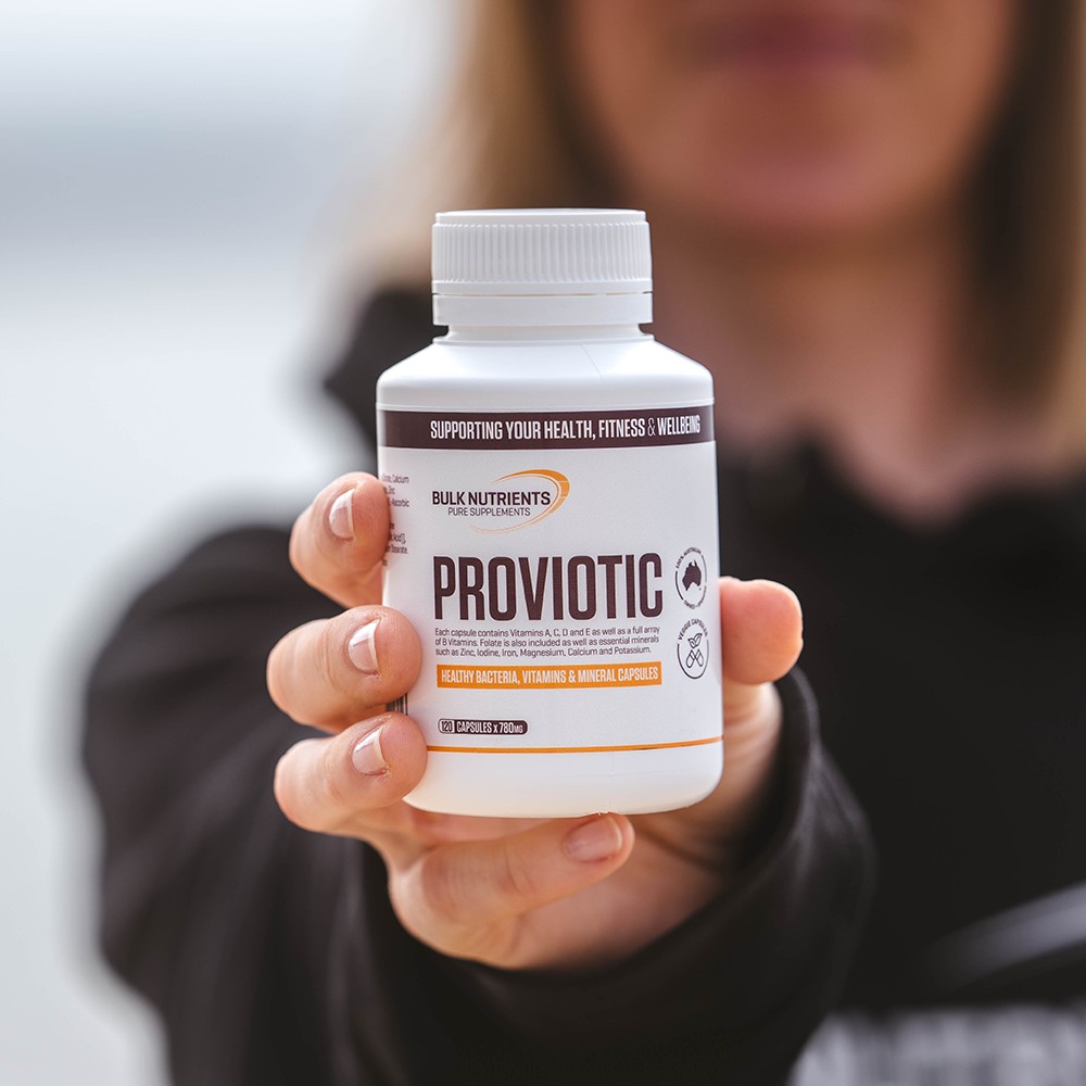Boost your health with Bulk Nutrients' Proviotic Capsules, containing 25% RDI of vitamins/minerals & 5 billion cfu per dose.