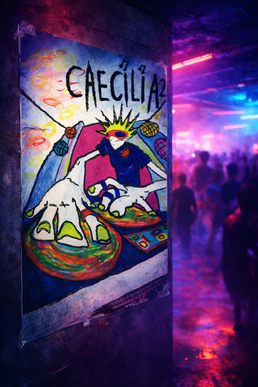 Poster opgehangen in een club