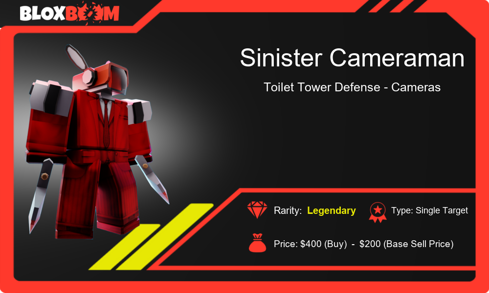 The Sinister Cameraman in Roblox Toilet Tower Defense