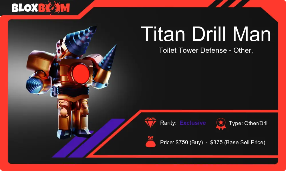 Titan Drill Man in Roblox Toilet Tower Defense