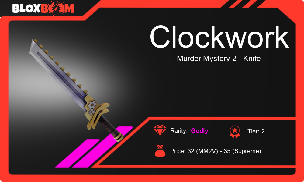 Learn about the clockwork mm2 knife in roblox murder mystery 2 your