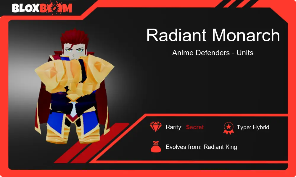 Radiant Monarch: The Ultimate Secret Unit in Anime Defenders!