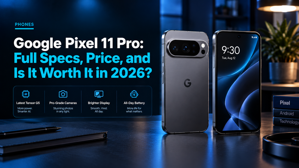 Google Pixel 11 Pro in Obsidian showing the triple camera system on the rear