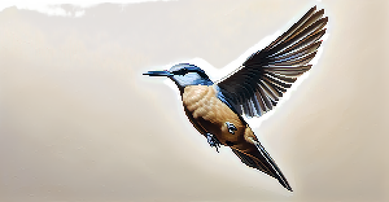 Carving of a bird in flight with negative space illustrating movement.