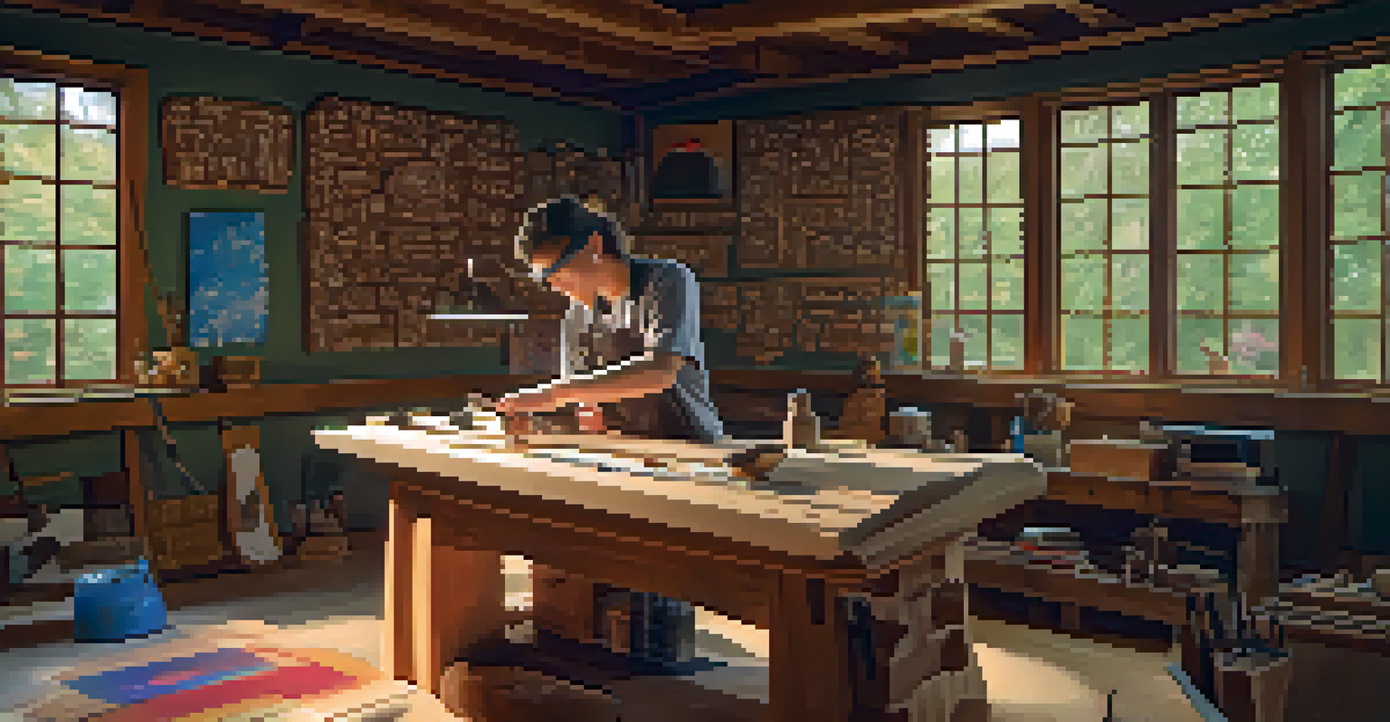 A student practicing carving techniques in a virtual reality setting with a 3D carving model and tools around.