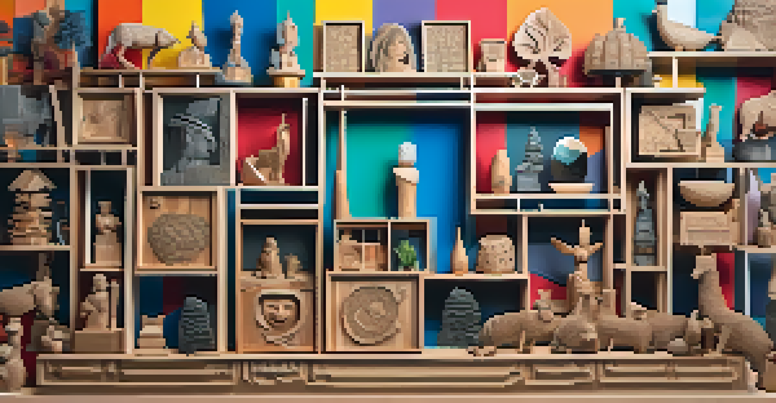 A collage showcasing various carving styles including traditional wood sculptures and modern designs with colorful backgrounds.