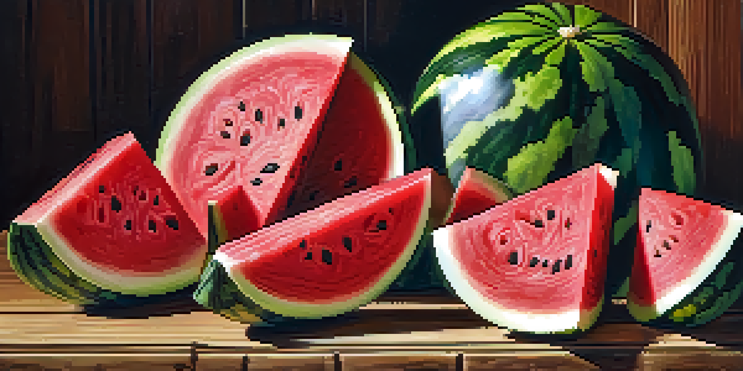 A watermelon carved into a flower shape with detailed petals, displayed on a wooden table.