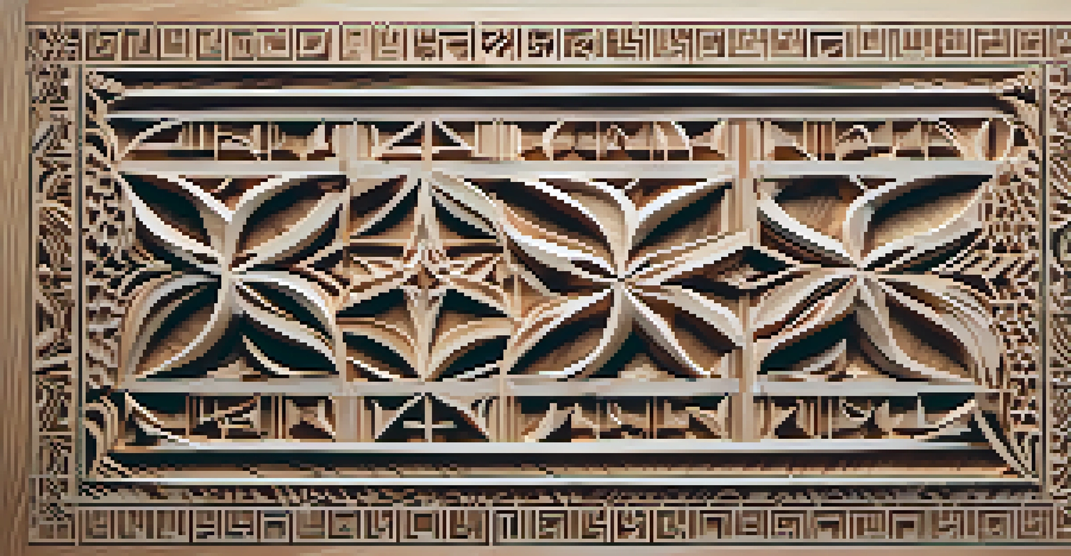 Close-up of a detailed chip carving pattern on wood, showcasing geometric shapes and textures.