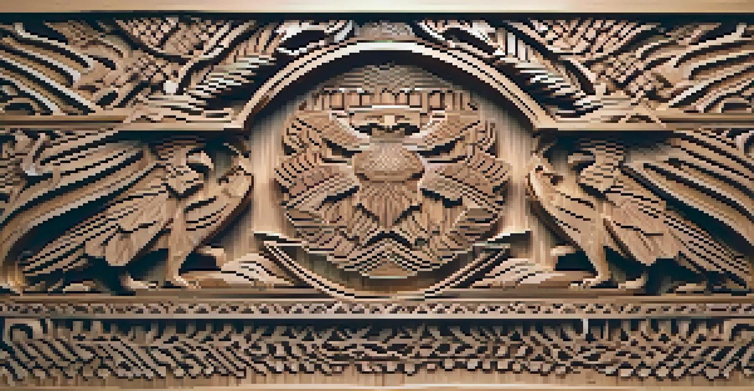 A close-up of a detailed cedar wood ceremonial carving, highlighting its texture and craftsmanship.