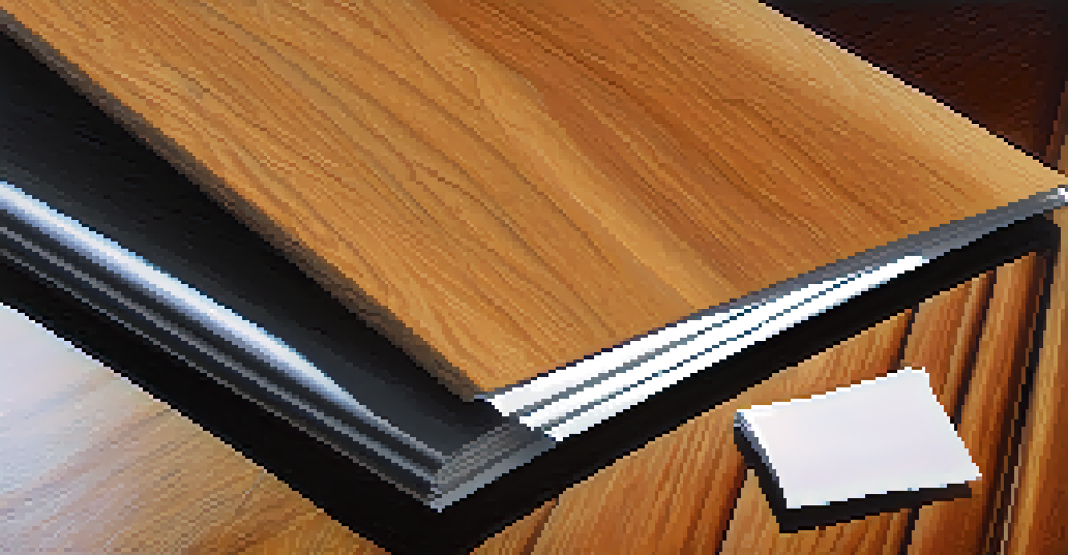 A close-up of sandpaper and files on a restored wooden table, highlighting the smooth finish and rich textures of the wood.