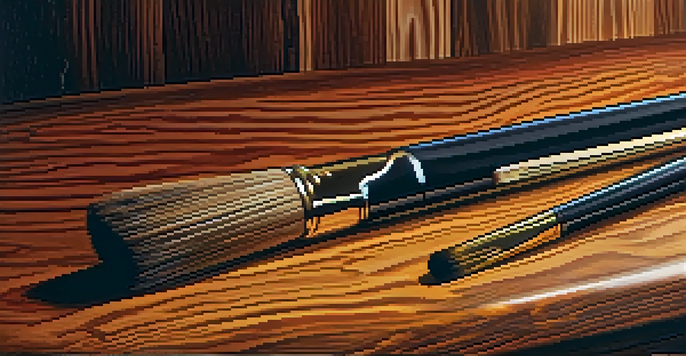 A close-up view of a stained oak wood surface with rich colors and visible grain patterns, illuminated by warm light.