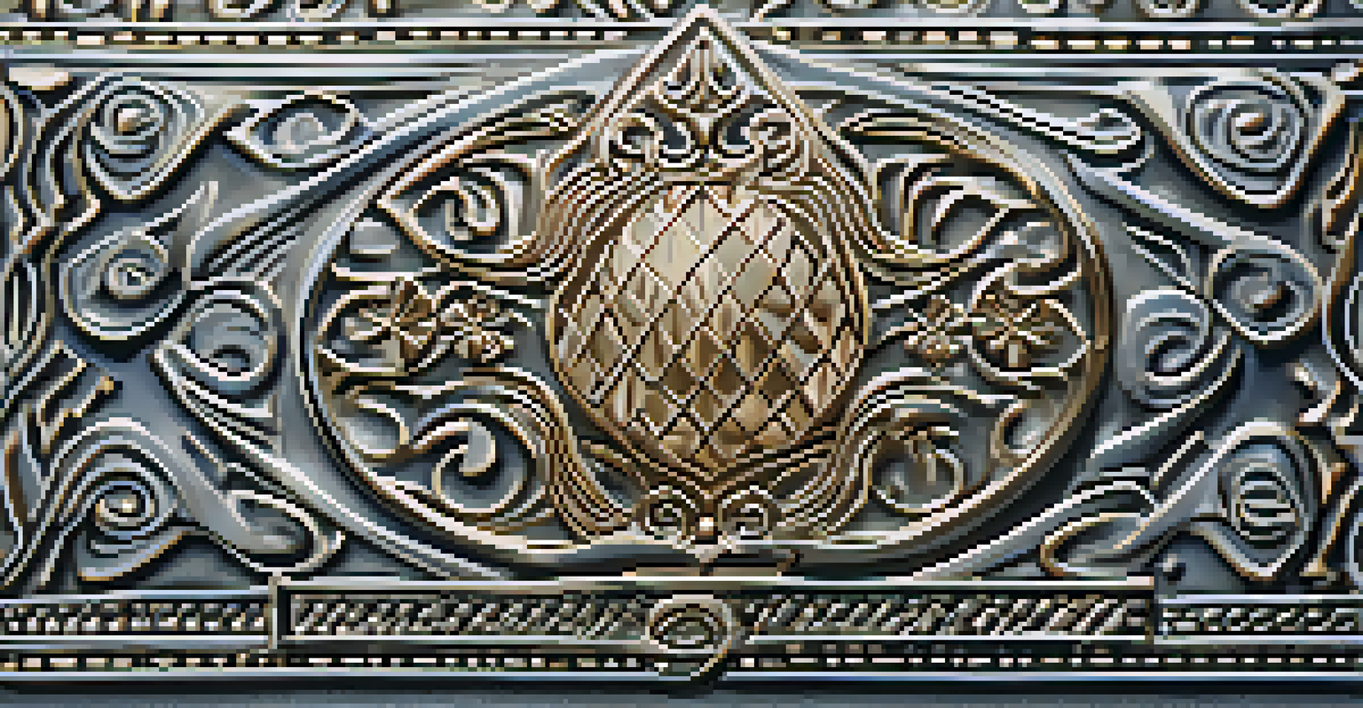 A beautifully carved jewelry piece with relief patterns in polished metal.