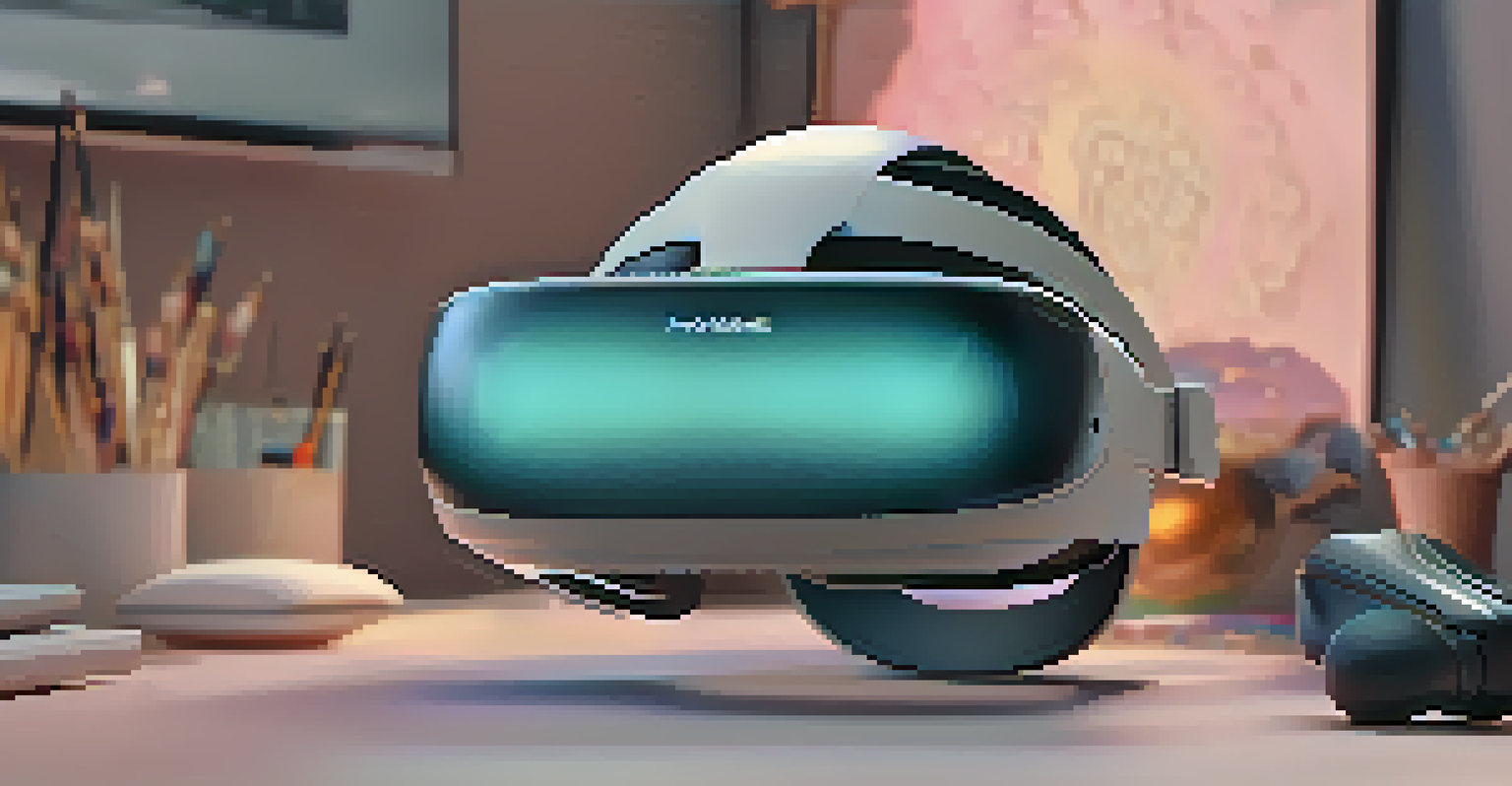 A close-up of a digital carving tool in a VR environment, surrounded by haptic feedback visualizations and abstract shapes in soft pastel colors.