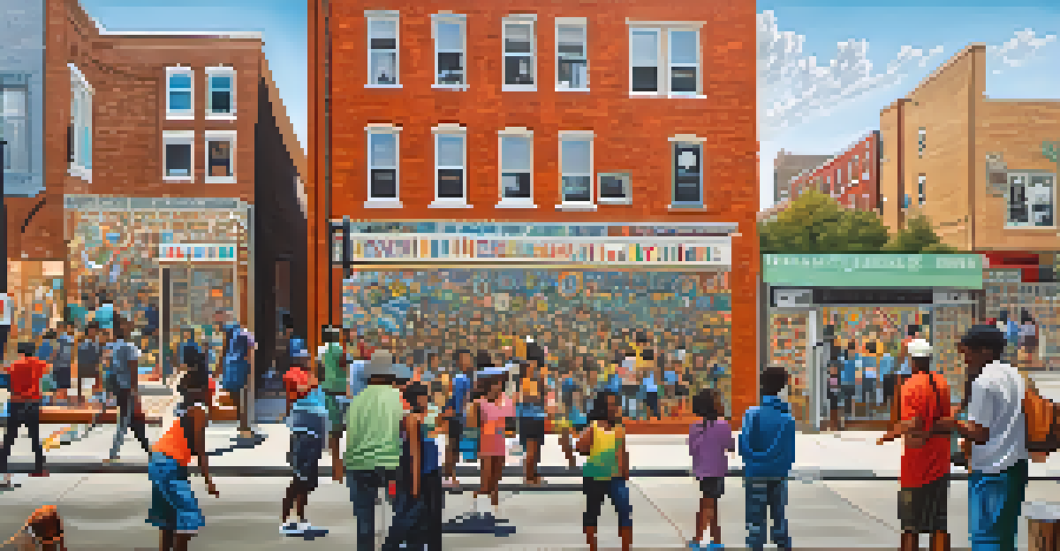Residents collaborating on a vibrant mural, showcasing cultural diversity in an urban setting.
