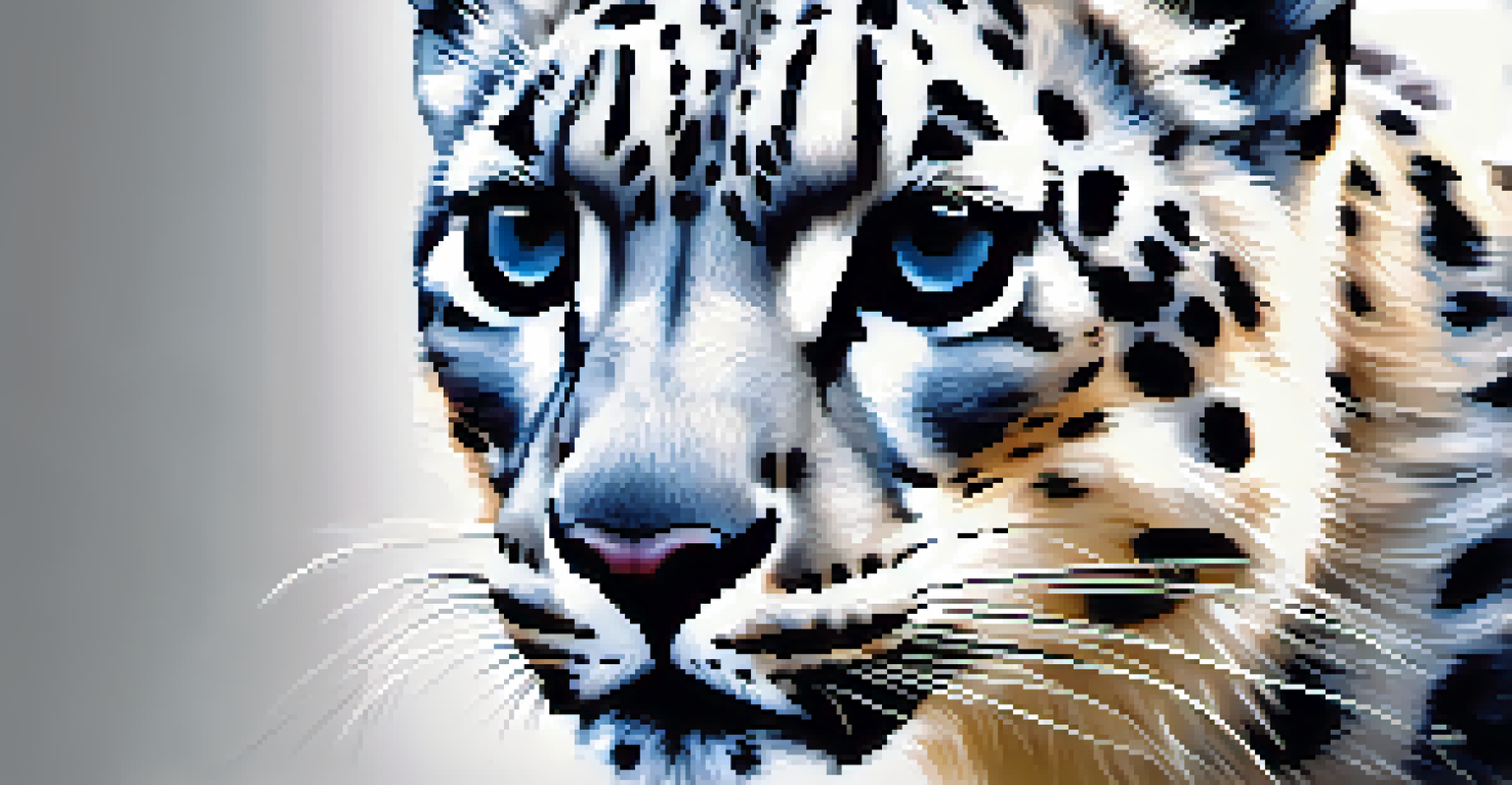 A detailed digital carving of a snow leopard on a modern display, featuring intricate textures and soft lighting.