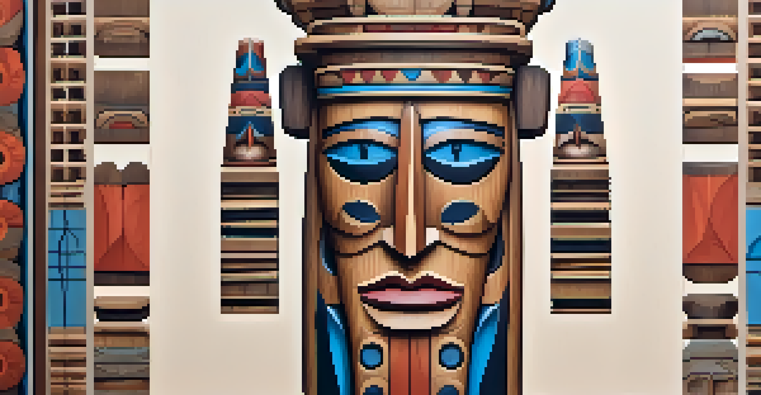A wooden totem showcasing a mix of machine-cut and hand-carved designs, representing both modern and traditional artistry.