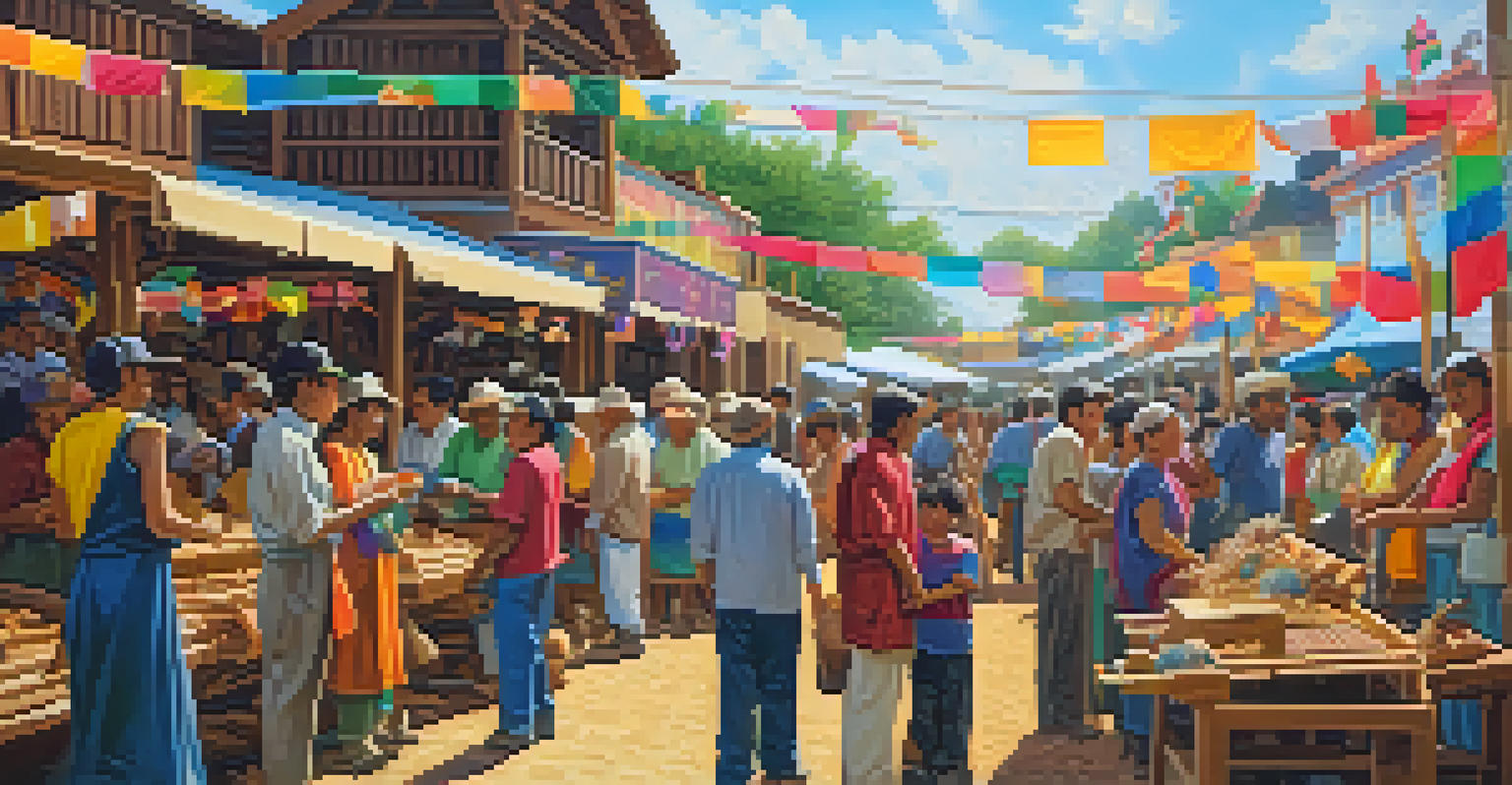A lively carving festival with artisans showcasing wooden sculptures and interacting with visitors.