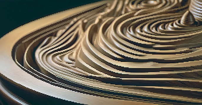 A detailed view of an oak wood sculpture, highlighting its intricate carvings and warm color under soft lighting.