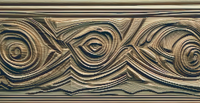A detailed close-up of a carved wooden piece, highlighting the wood grain and smooth cuts made by carving tools.