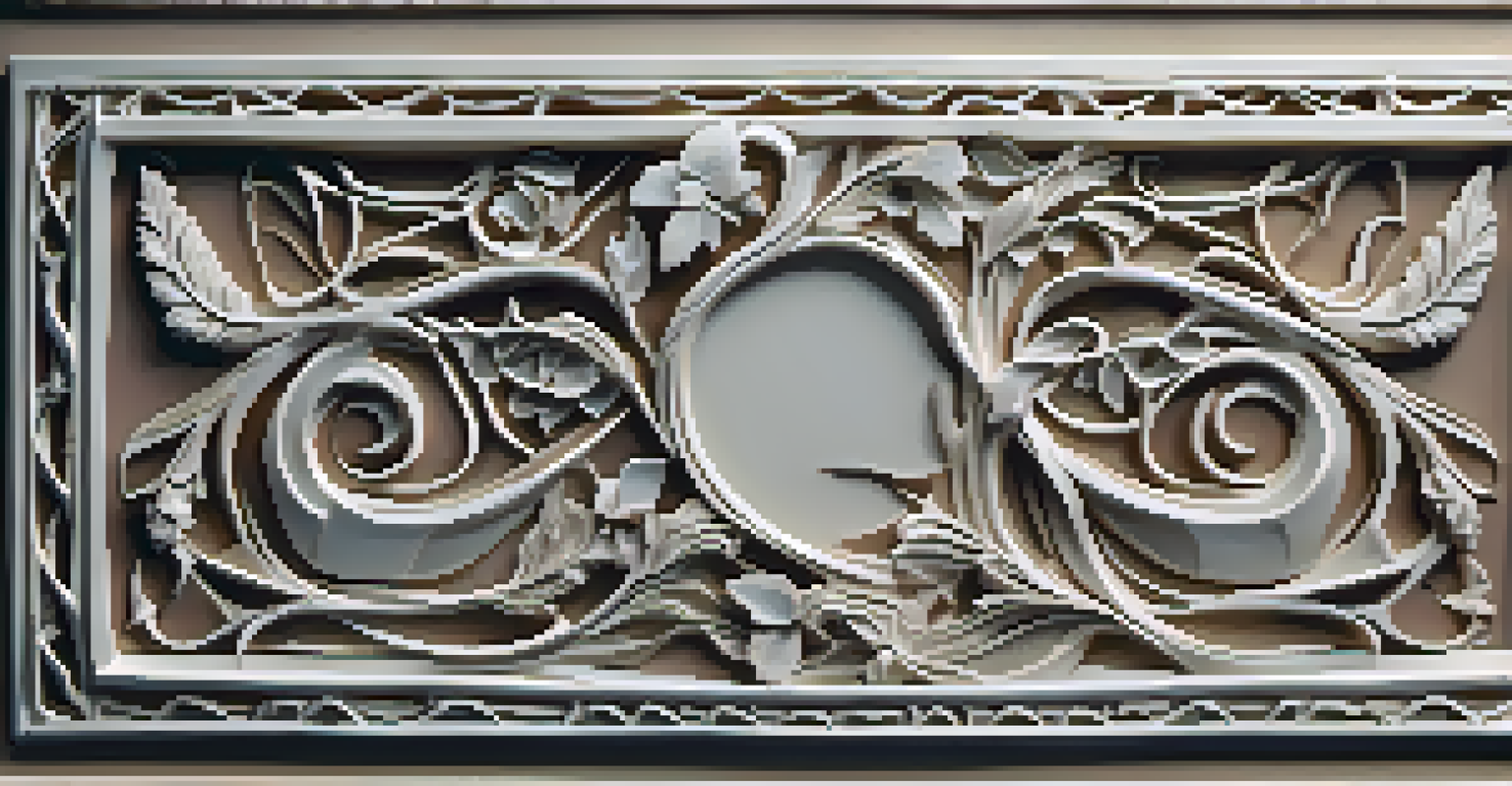 A decorative wall panel with relief carvings of vines and flowers, beautifully illuminated to show texture and detail.