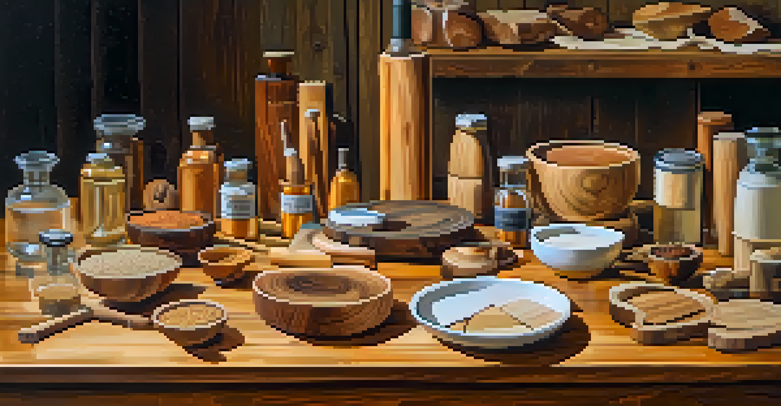 An artistic display of various wood types showing different aging stages on a wooden table, with natural light highlighting the contrast between freshly cut and seasoned wood.