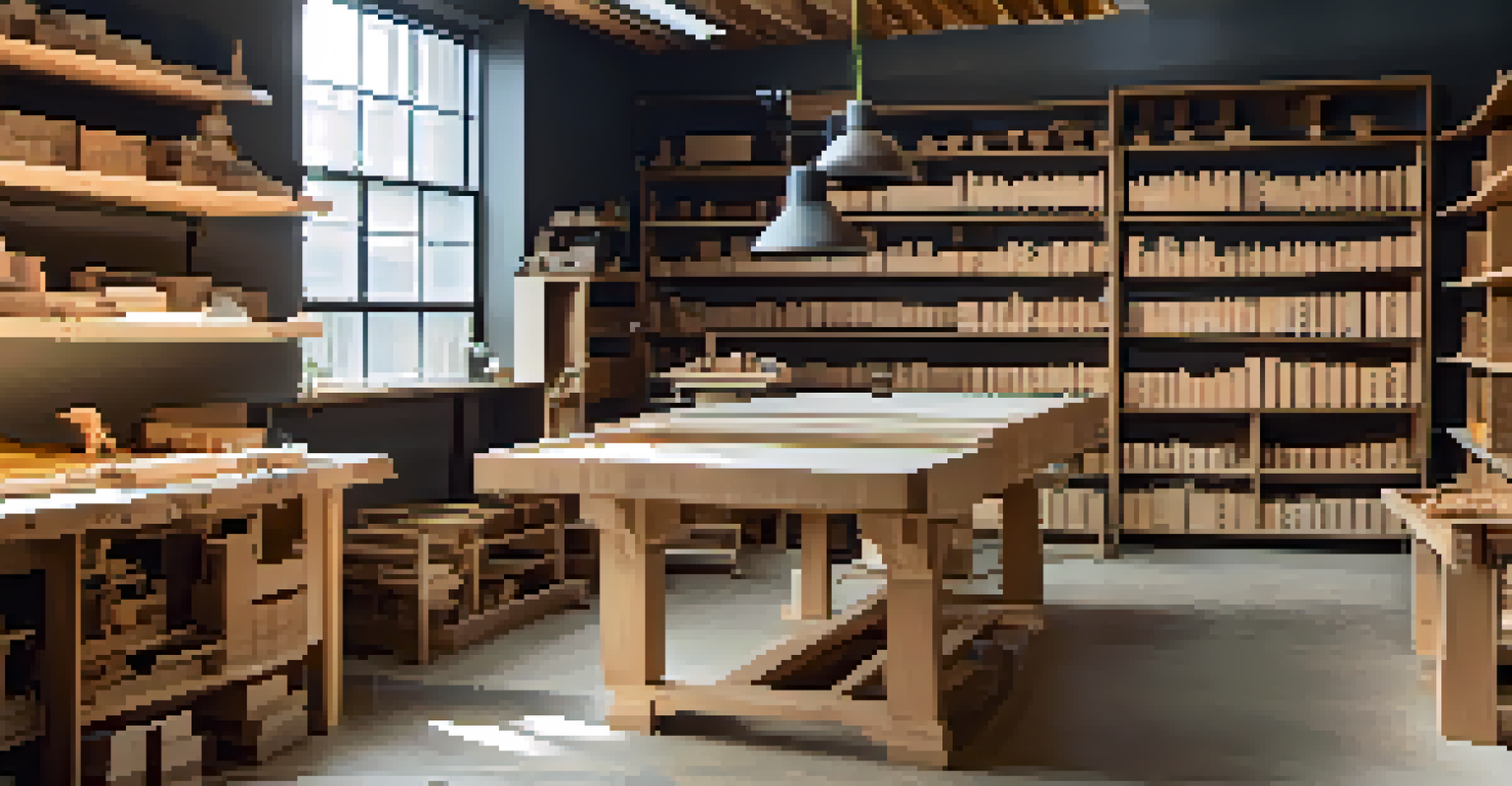 A workspace showcasing both traditional hand carving and modern CNC machine carving techniques.