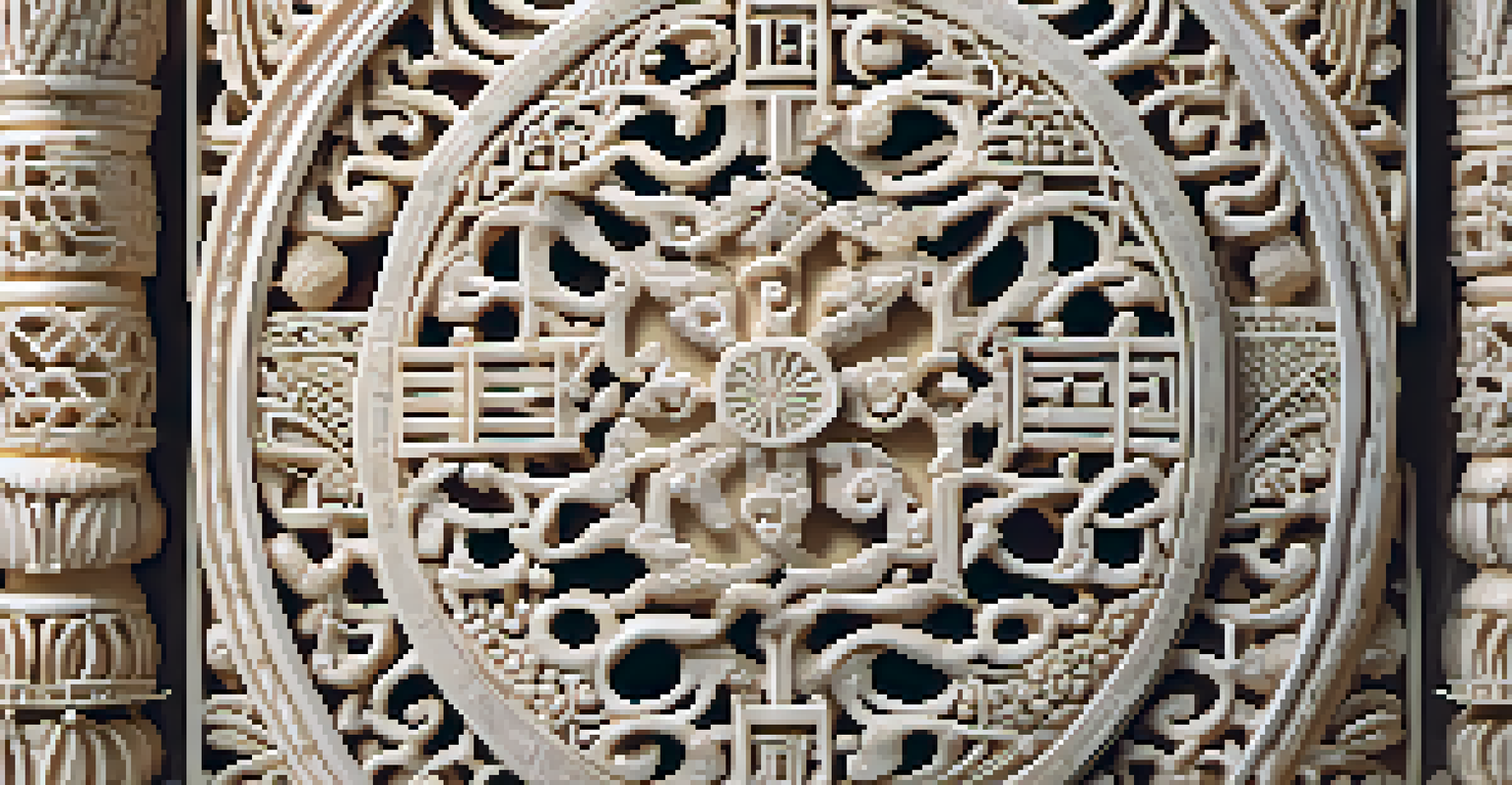 Close-up of ancient bone and ivory carvings with intricate details, softly lit to highlight the craftsmanship.