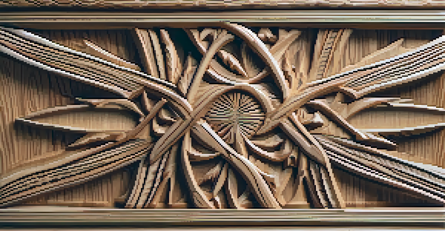 A close-up of an intricately carved wooden piece displaying fine details and textures.