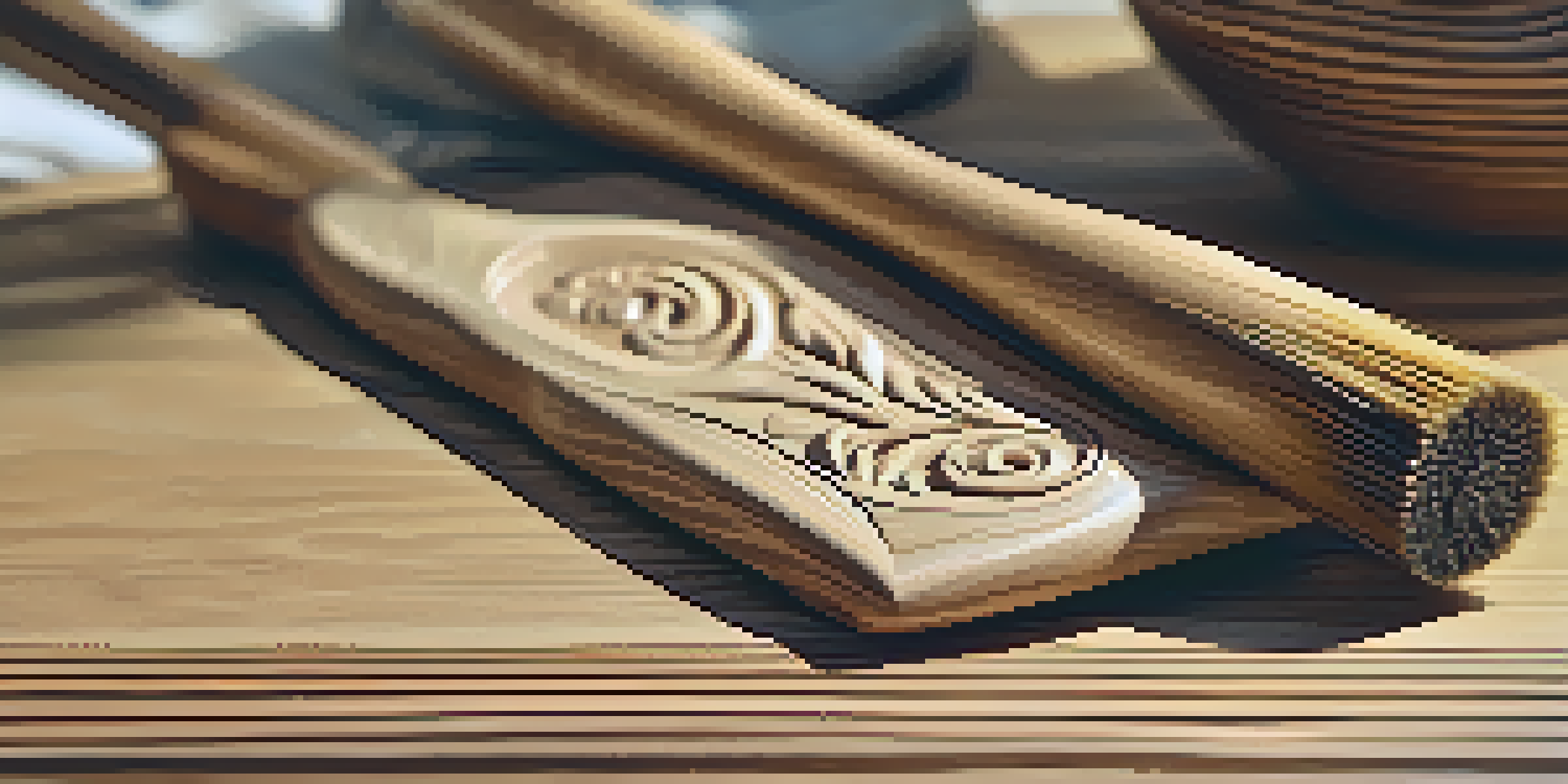 A close-up of a wooden carving with a natural finish, emphasizing the grain and texture under soft light.