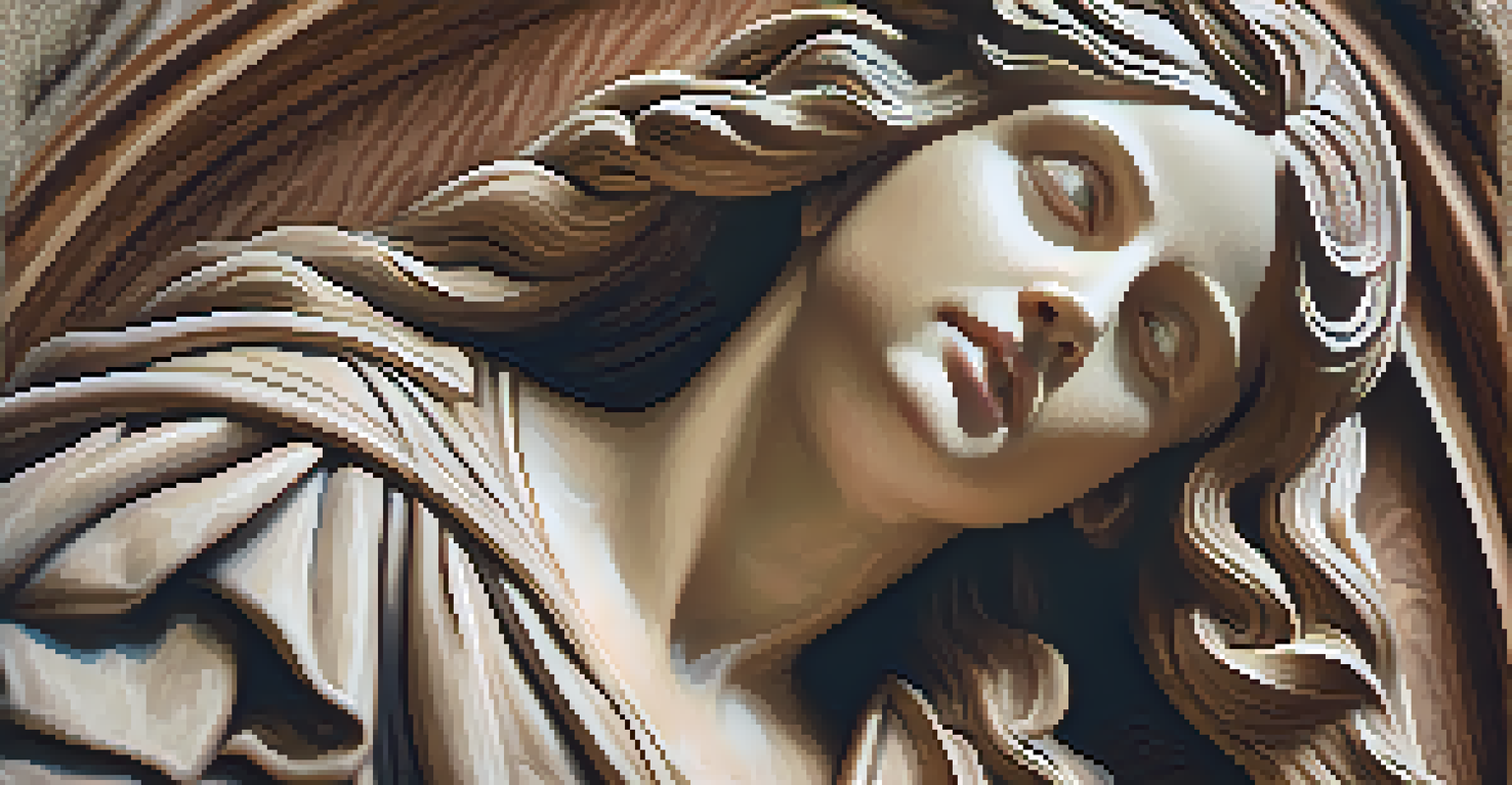 A close-up of a Renaissance wooden sculpture with elaborate detailing and lifelike features, expressing deep emotion.