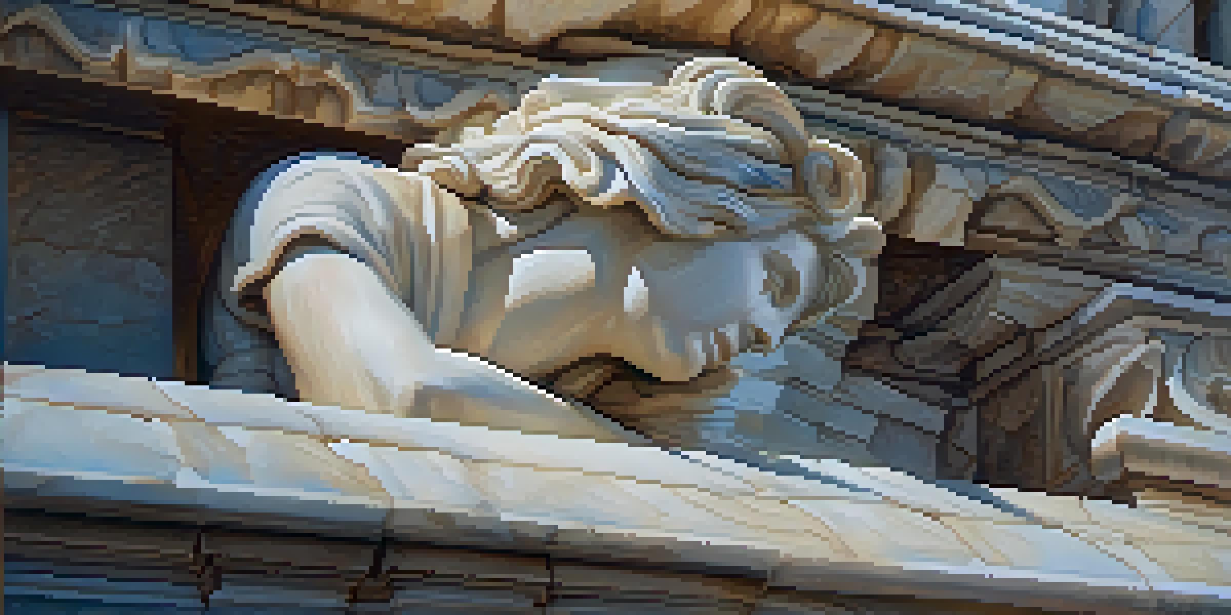 A close-up of a weathered marble sculpture, displaying intricate erosion patterns and unique color variations in the stone.