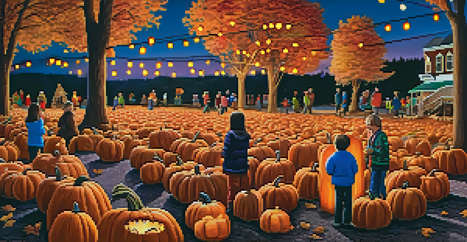 Glowing carved pumpkins at a festive autumn celebration.