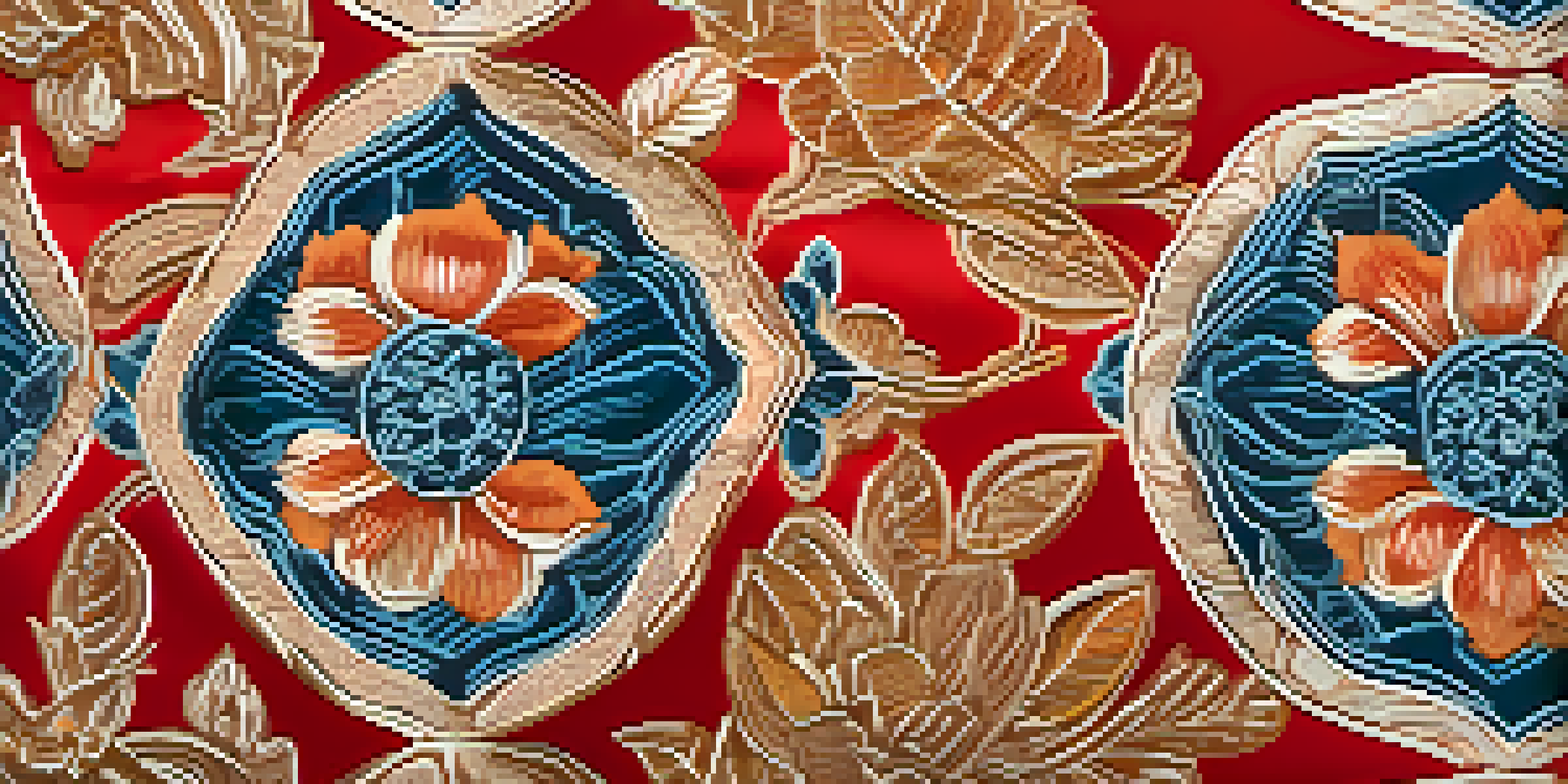 A detailed view of colorful floral woodblock printing on fabric, highlighting the intricate patterns and textures under natural light.