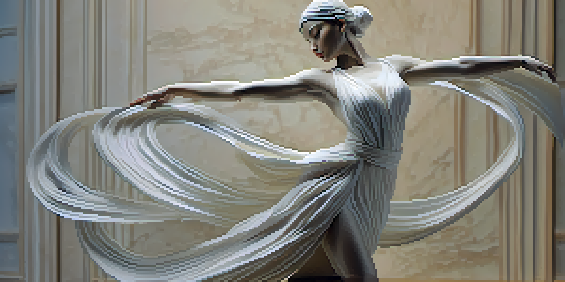 A marble sculpture of a dancer in mid-motion, highlighting flowing lines and soft lighting.