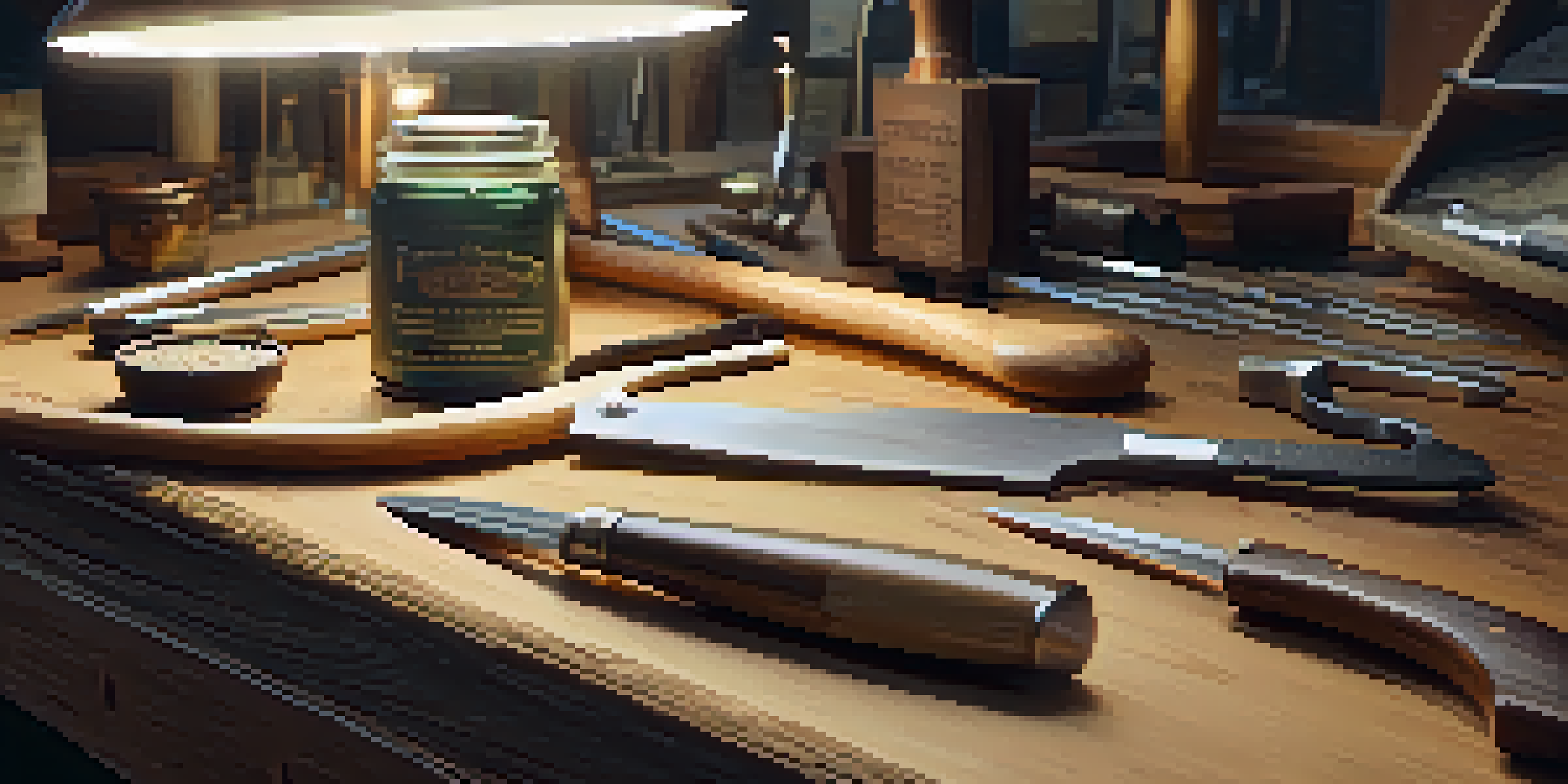 A jeweler's workspace with tools and a wax carving in warm lighting.