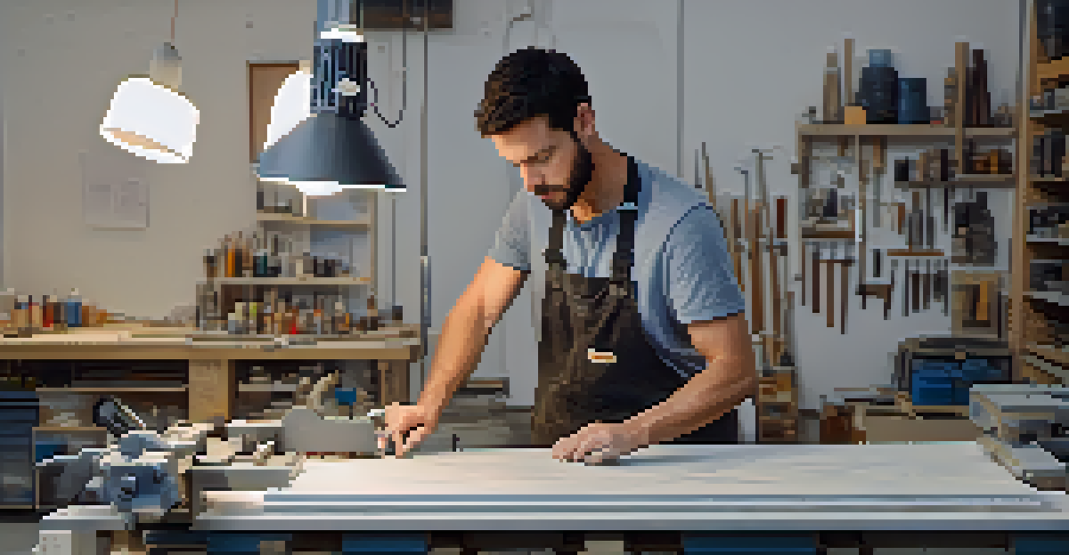 A modern stone carver operating a CNC machine in a studio, shaping a piece of marble with various tools around.