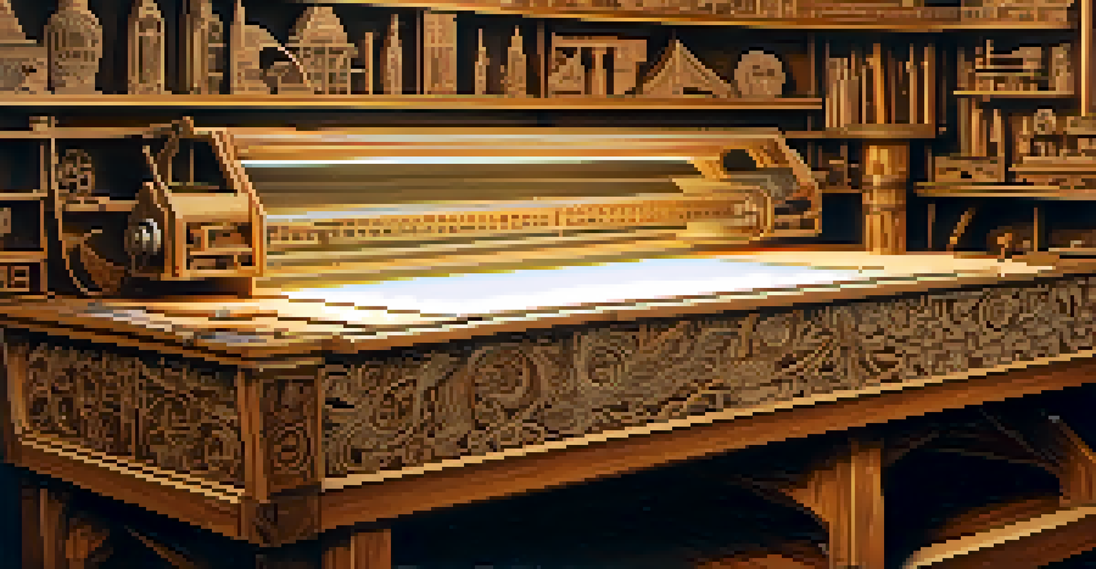 Close-up of a laser carving machine engraving intricate designs on a wooden artifact.