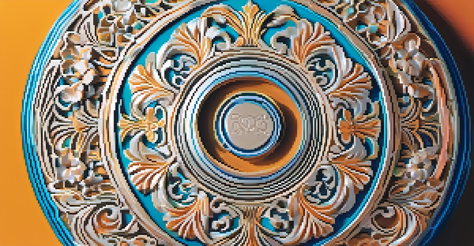 A close-up of a carved CD showcasing a floral pattern with vibrant colors.