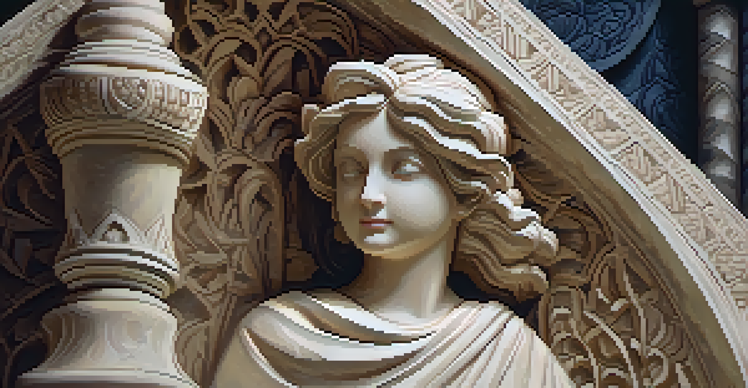 Close-up of a detailed stone sculpture, showcasing intricate textures and patterns.