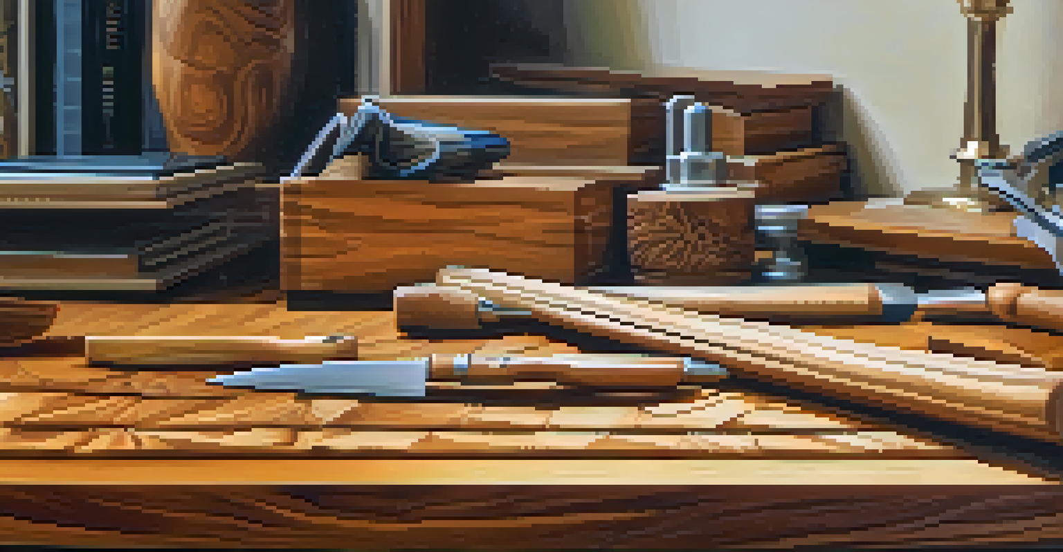 A close-up of a finely carved wooden piece, highlighting intricate details and smooth textures, with blurred tools and workspace in the background.