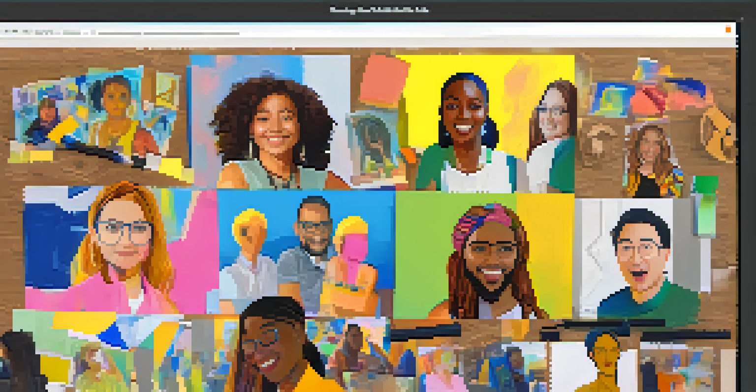 A computer screen showing an online meeting of carvers sharing their work and discussing techniques.