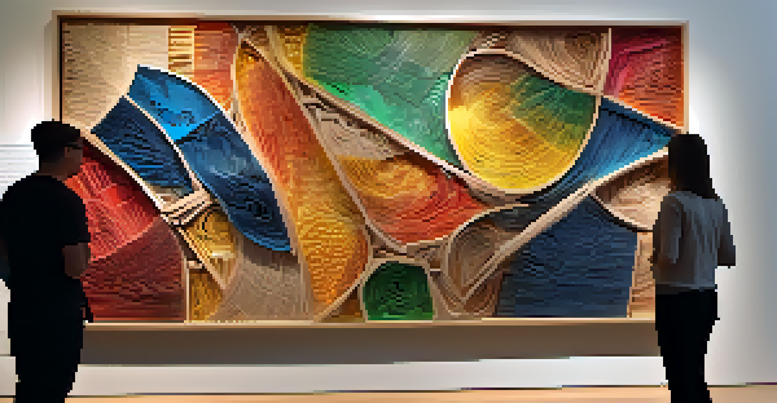 A mixed media installation artwork made from wood, metal, and acrylic, showcased in a gallery with spotlights illuminating its details.